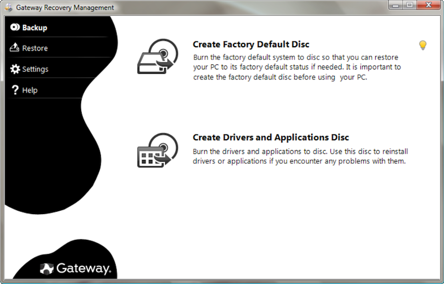 Gateway recovery management windows 7 1